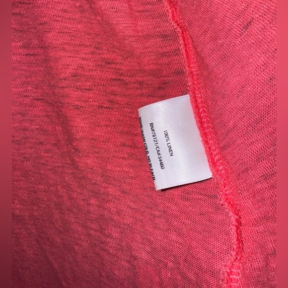 Eileen Fisher Pink 100% Linen Short Sleeve Scoop Neck Top Medium - Picture 4 of 4